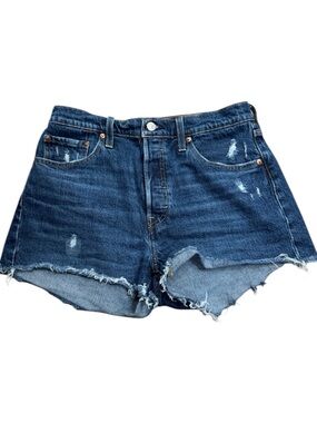 Levi’s 501 Cutoff Denim Shorts Distressed High Rise Raw Hem Blue Jean Shorts